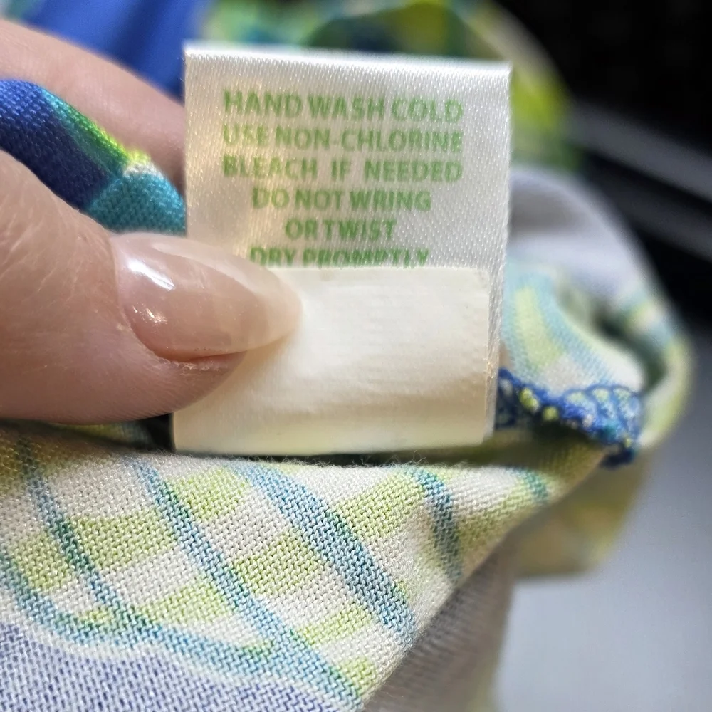 Lilly Pulitzer Blue and Green Patterned Dress Small EUC PTP 19 Length 37 - Picture 6 of 6